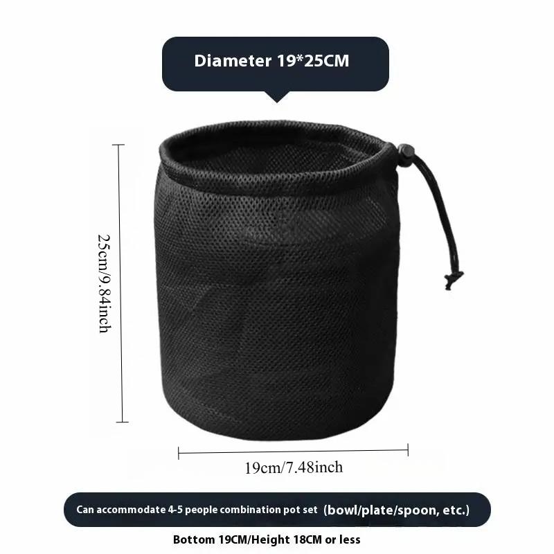 Drawstring Pocket BBQ Water Cups Tableware Organizer Outdoor Camping Storage Protective Bags Portable Picnic Cookware Mesh Bag