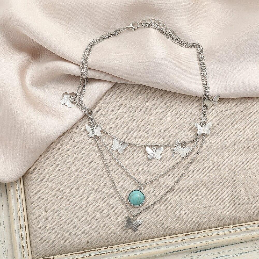 3Layer New Women Boho Sun Feather Leaf Bead Pendant Silver Chain Choker Necklace 3Layer New Women Boho Sun Feather Leaf Bead Pendant Silver Chain Choker Necklace