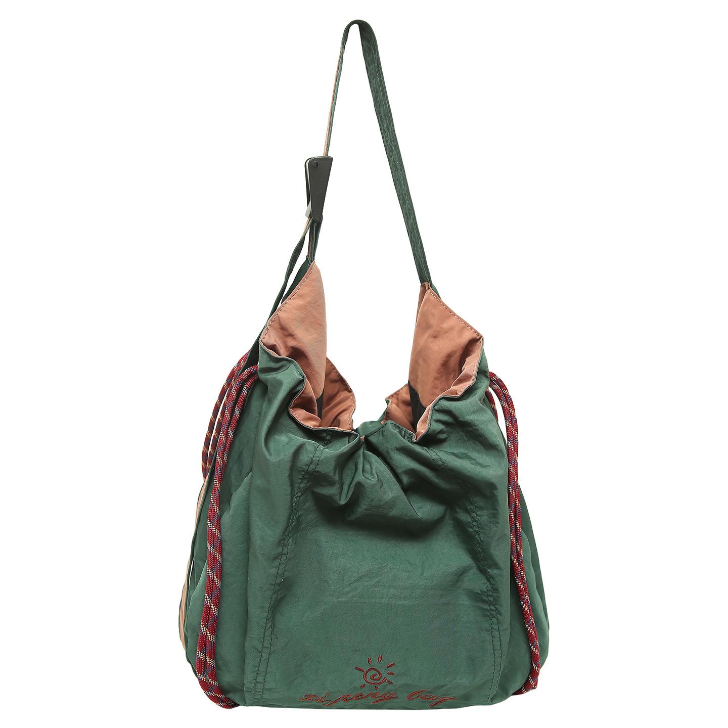 

Large Capacity Lazy Wind Messenger Bag Sports Leisure Messenger Bag Personalized Leisure Cycling Shoulder Bag Drawstring Class Bag зелений