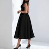 Weißes rückenfreies A-Linien-Maxikleid für Damen, Abendkleid, einfarbig, ausgeschnitten, ärmellos, hohe Taille, Club-Plisseekleid, elegant