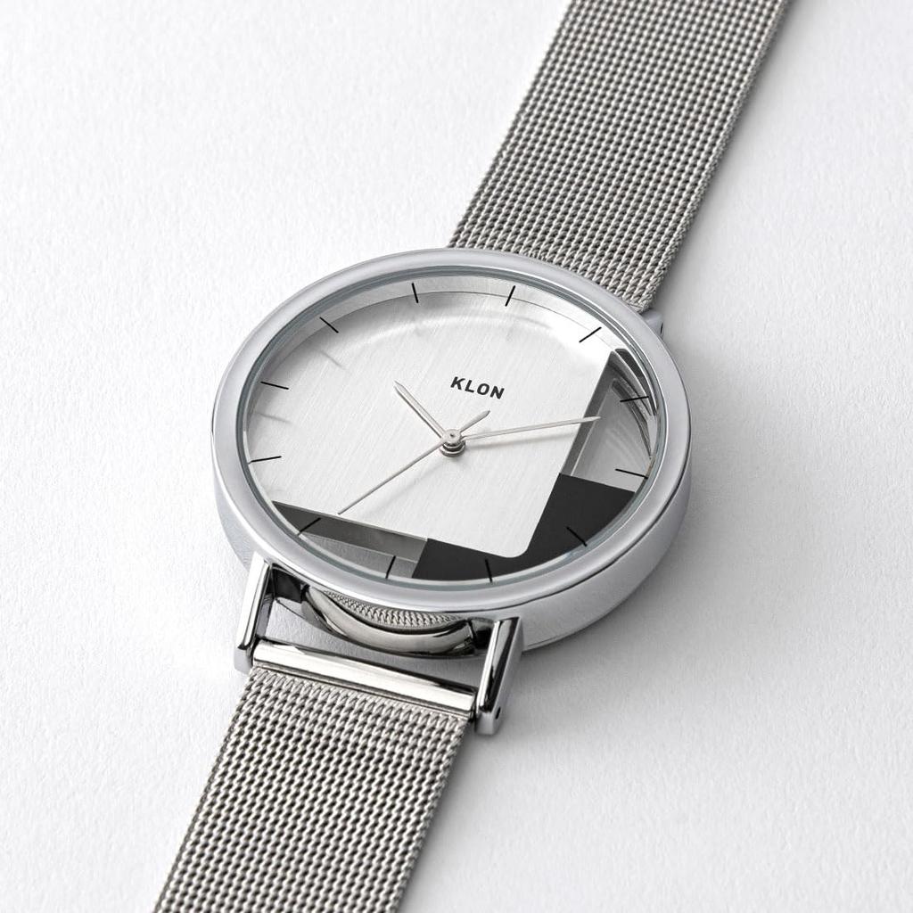 KLON INVISIBLE OVERLAPPING TILES SILVER BLACK LEATHER STRAP SET 38mm Skeleton Replacement Strap Set - - Watch, Clear, Unisex, Men's, Women's, Simple,