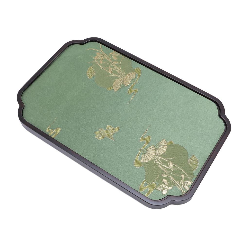 Tea Serving Tray Bambusoideae Chinese Tea Pot Tray Serving Platter with Satin Cloth for Home Office Tea House