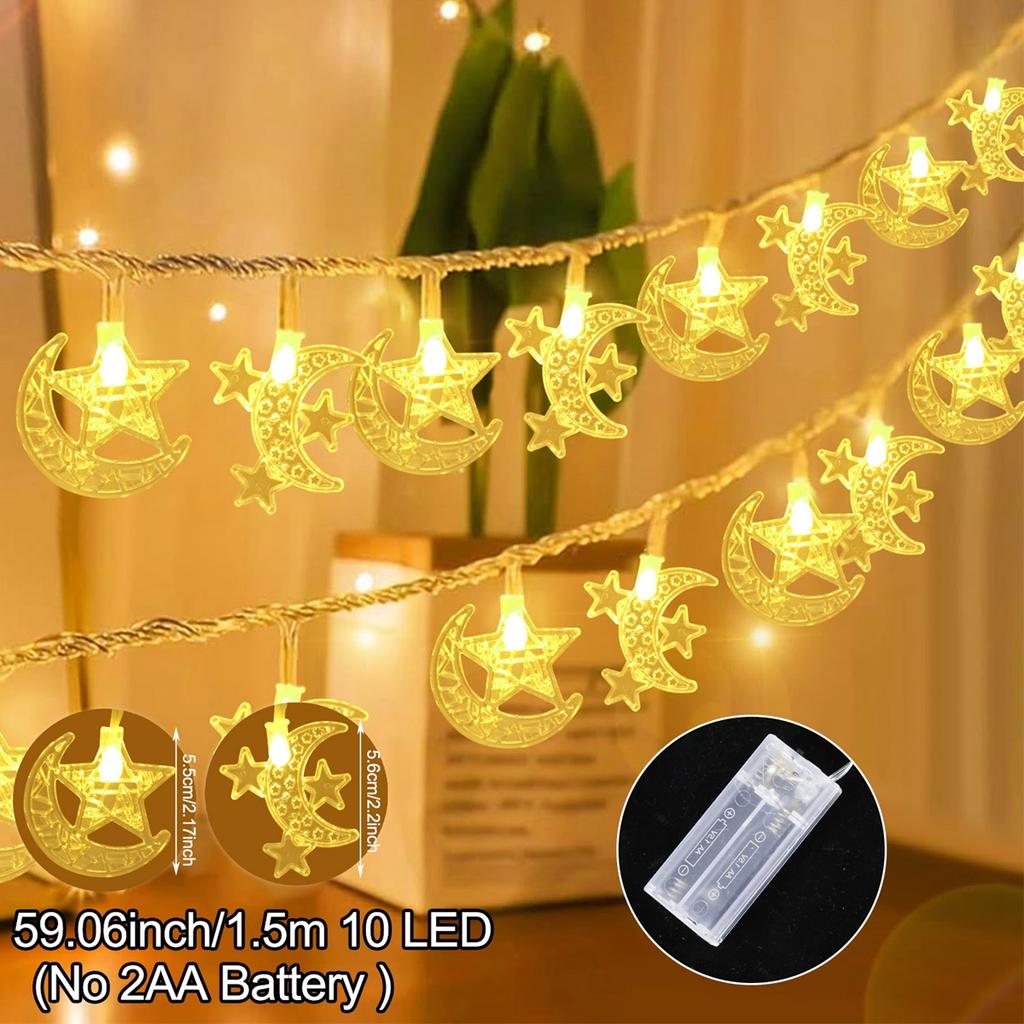 Eid Mubarak Star Castle Moon Castle Light String Ramadan Kareem Decor for Home 2025 Islam Muslim Party Supplies Eid Al-fitr