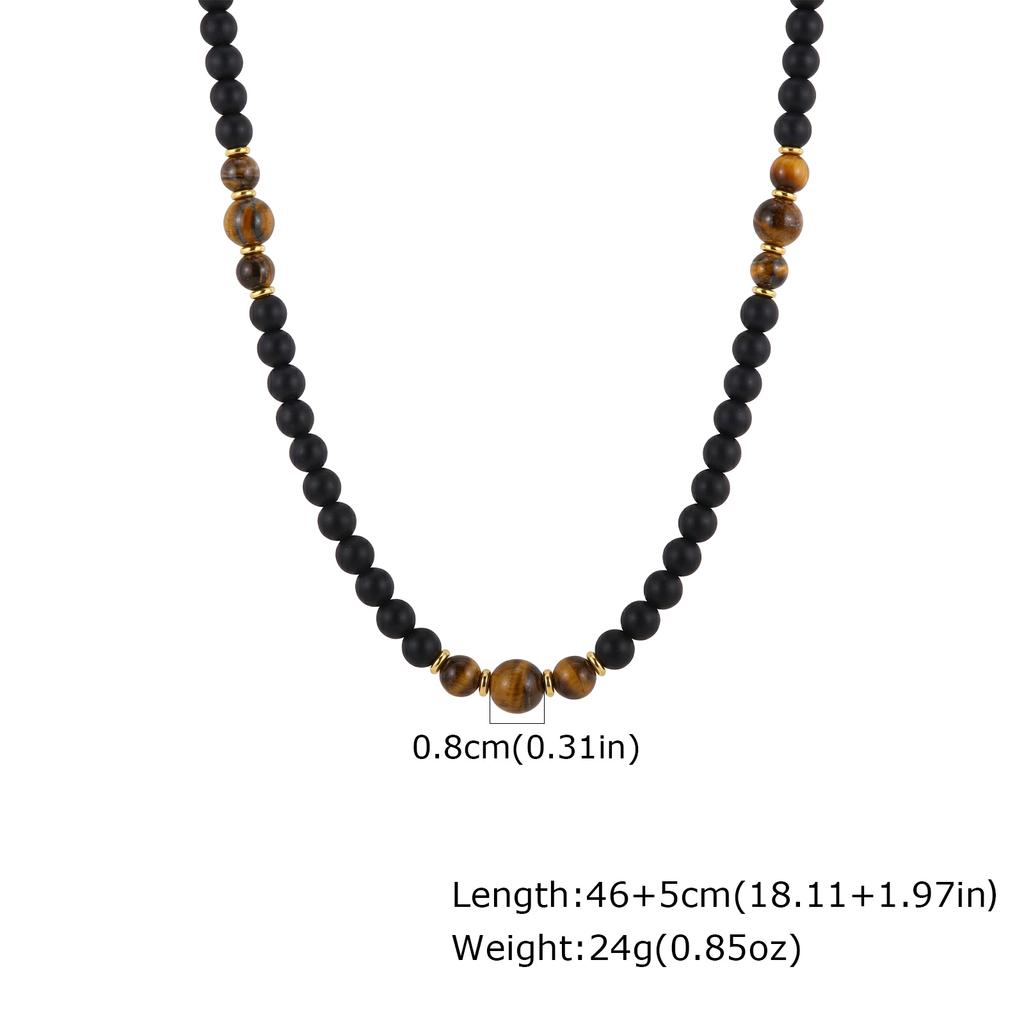 Casual Turquoise Beaded Necklaces for Men Boys,Summer Beach Tiger Eye Stone Collar,Waterproof Swimming Jewelry Gift