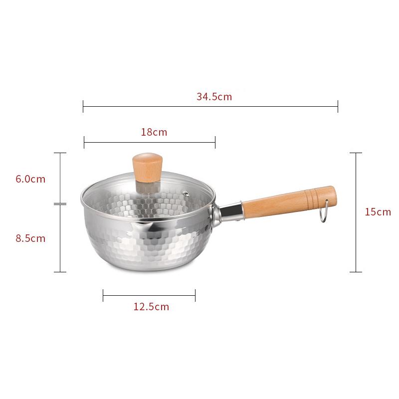 Japanese Snowflake Stainless Steel Pot Household Non-stick Uncoated Food Instant Noodle Cooking Pot with Pouring Spout Milk Pot