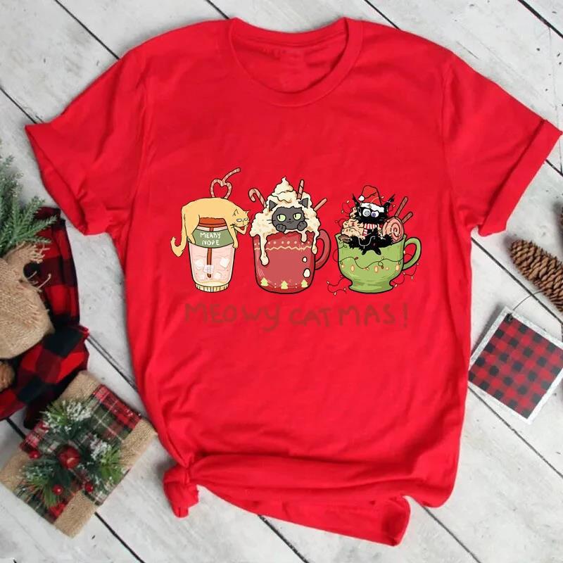 Santa Claus Crew Neck Plus Size T-Shirt Women s Short Sleeves S