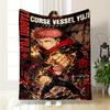 JJK Itadori Yuji Anime Warm blanket with Dark Red Theme Flannel blanket for bedroom, living room, sofa, and nap