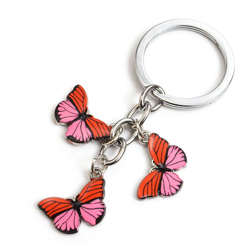 Colorful Enamel Butterfly Keychain Zinc Alloy Pendants Insects Craft Car Key Women Bag Accessories Jewelry Gifts Fashion Keyring