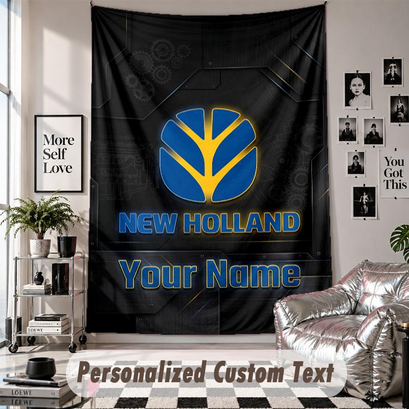 Wall Hanging Tapestry With Custom Name & Text, New Holland Decorative Tapestry For Bedroom