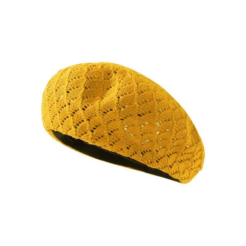 Classic Beret Hat For Women Summer Breathable Knit Fashionable Sun Protection Casual Accessory
