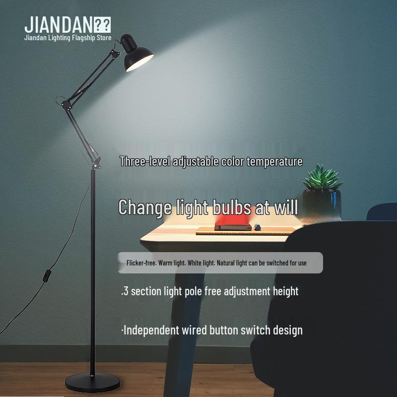 Nordic Remote-Control Long Arm Floor Lamp with Eye Protection