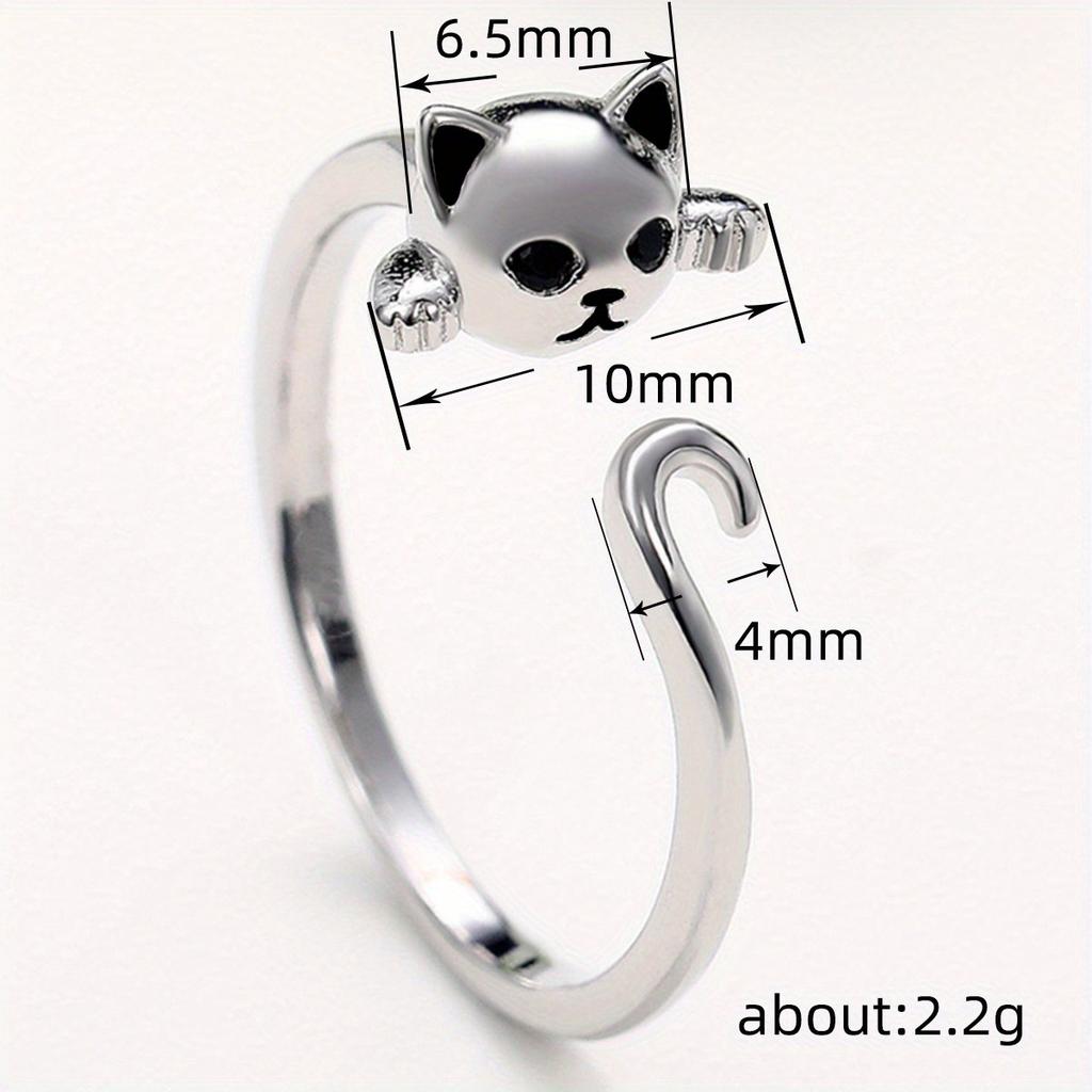 1Pc Cute Cat Open Ring with Playful Animal Fingers