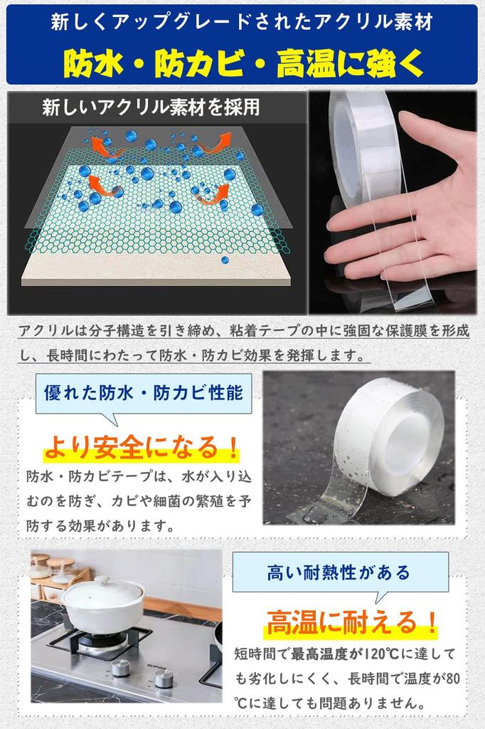 Clear Masking 18m Medium Gap Clear Single [Fieekty] Tape, Long, Width, Putty, Anti-Mold, Kitchen, Thin, 2.8cm Wide, (Clear, Item)