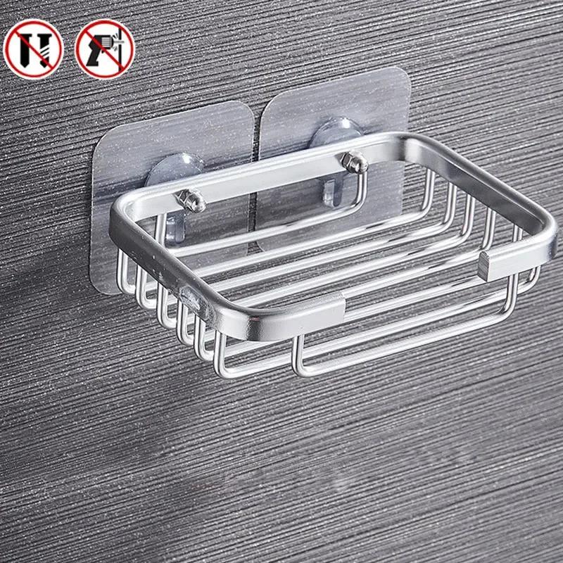 Wall Mounted Soap Dish Holder Punch-Free Drawer Draining Holder Kitchen Sponge Storage Box Bathroom Organizer Rack
