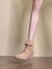 Cowhide version~ New niche lace-up Martin boots for women's small inner height-increasing round head suede rear zipper fashion boots