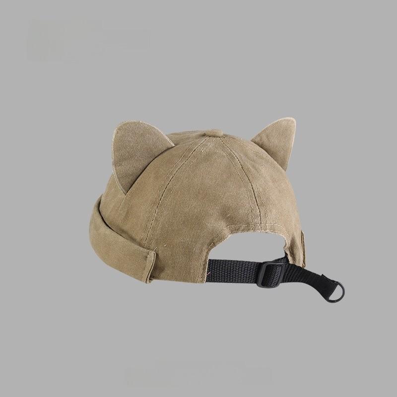 Cute Cat Ear Hat Unisex Cotton Sun Protection Cap With No Brim For Summer And Spring