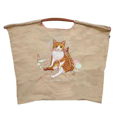 Ball and Chain Authentic CAT L Size Mai Kuwahara Collaboration Eco Bag Tote Bag Embroidery 313115 [Ball & Chain] D.BABY D[di] (S.BEIGE, L)