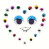 100pcs Self-Adhesive Plastic Eyes with Eyelashes - Vibrant Multicolor DIY Craft Stickers for Scrapbooking, Art Projects