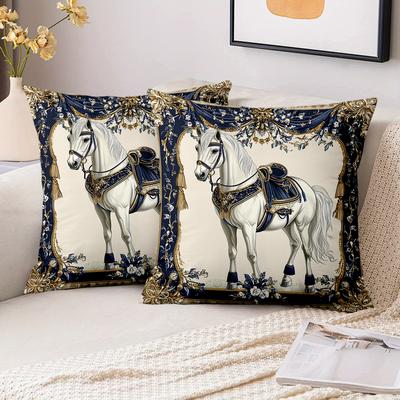 1 Pieces Exquisite Horse Pattern Decorative Throw Pillows Polyester Pillowcase, Sofa Decorative Cushion Cov Headboard Pillow