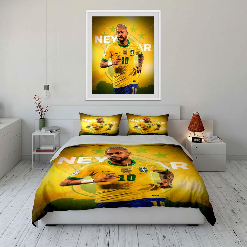 Fußballspieler Bettwäsche Set Bettwäsche Bettbezug Set Bettbezug Kissenbezüge Heimdeko (1 * Bettbezug 2 * Kissenbezüge, ohne Bettdecke)