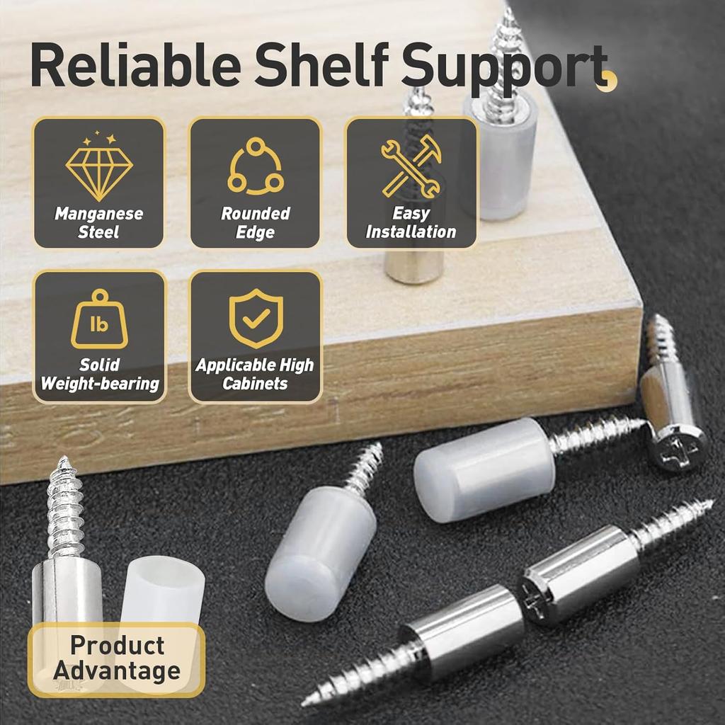 20-100PCS Self Tapping Bracket Screw Cabinet Shelf Support Cross Pegs with Anti-Slip Sleeve DIY Laminate Furniture Support Holder