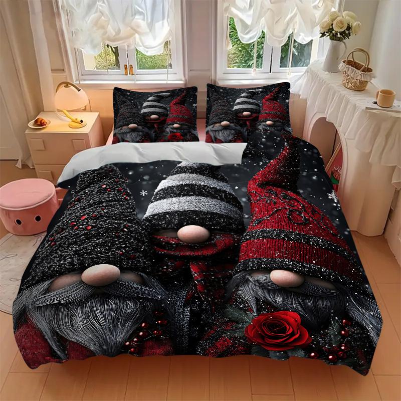 3Pcs Winter Gnome Trio Bedding Sets For All Sizes New 3D Printed Bed Cover Comforter Duvet Cover Pillowcase Bedroom Decoration
