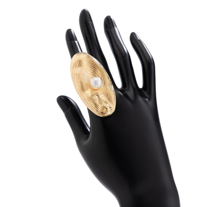 Bagues pour femmes tendance créatives perles empreintes digitales bague en métal exagérée grande bague ouverte réglable bijoux de fête de vacances accessoires