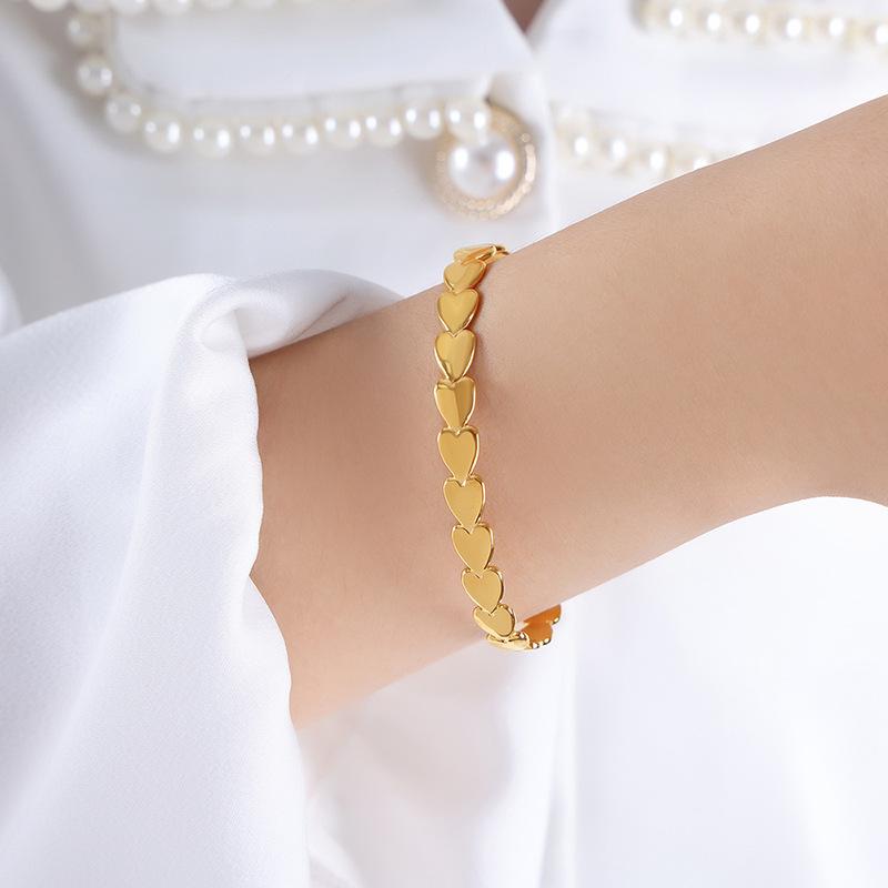 Meier Personalized geometric texture patchwork design gold-plated titanium steel bracelet