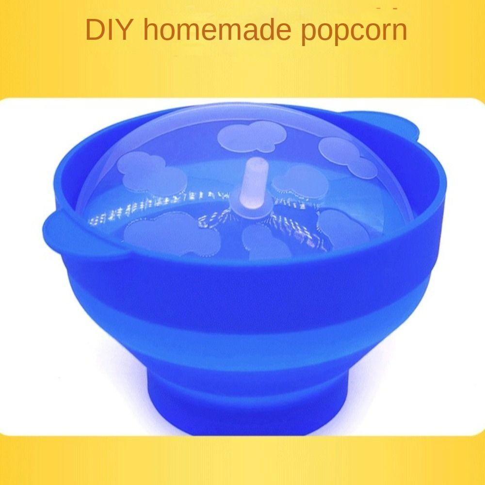 Silicone Microwave Popcorn Bowl Bucket Red Fruit Dish Popcorn Maker with Lid Chips  Movie Night