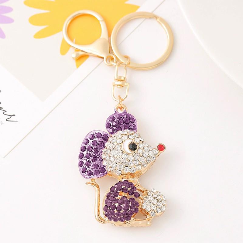 Colorful Rhinestone 3D Tiger Keychain and Metal Backpack Accessory