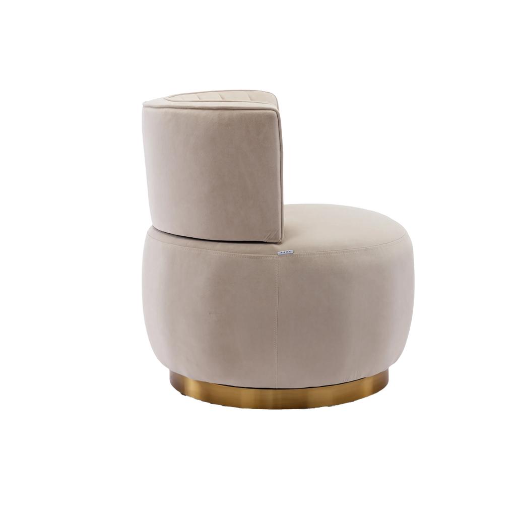 Silla Giratoria Moderna de 360 Grados, Acabado Suave de Terciopelo, Respaldo, Estructura Estable, Sillas Tipo Barril, Adecuada para Sala de Estar Dormitorio Estudio, Beige