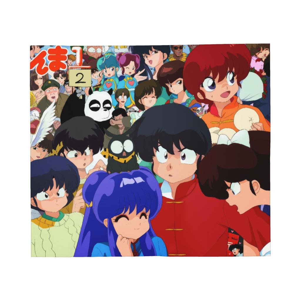 Ranma 1/2 Japanese Anime Shampoo Blanket Flannel Spring Autumn  Soft Throw Blankets for Bedding Bedroom Plush Thin Quilt