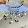 Women's Y2K Vintage Silver Butterfly Skull Punk Ring Set - Gothic Streetwear Adjustable Charm Rings for Party & Daily Wear