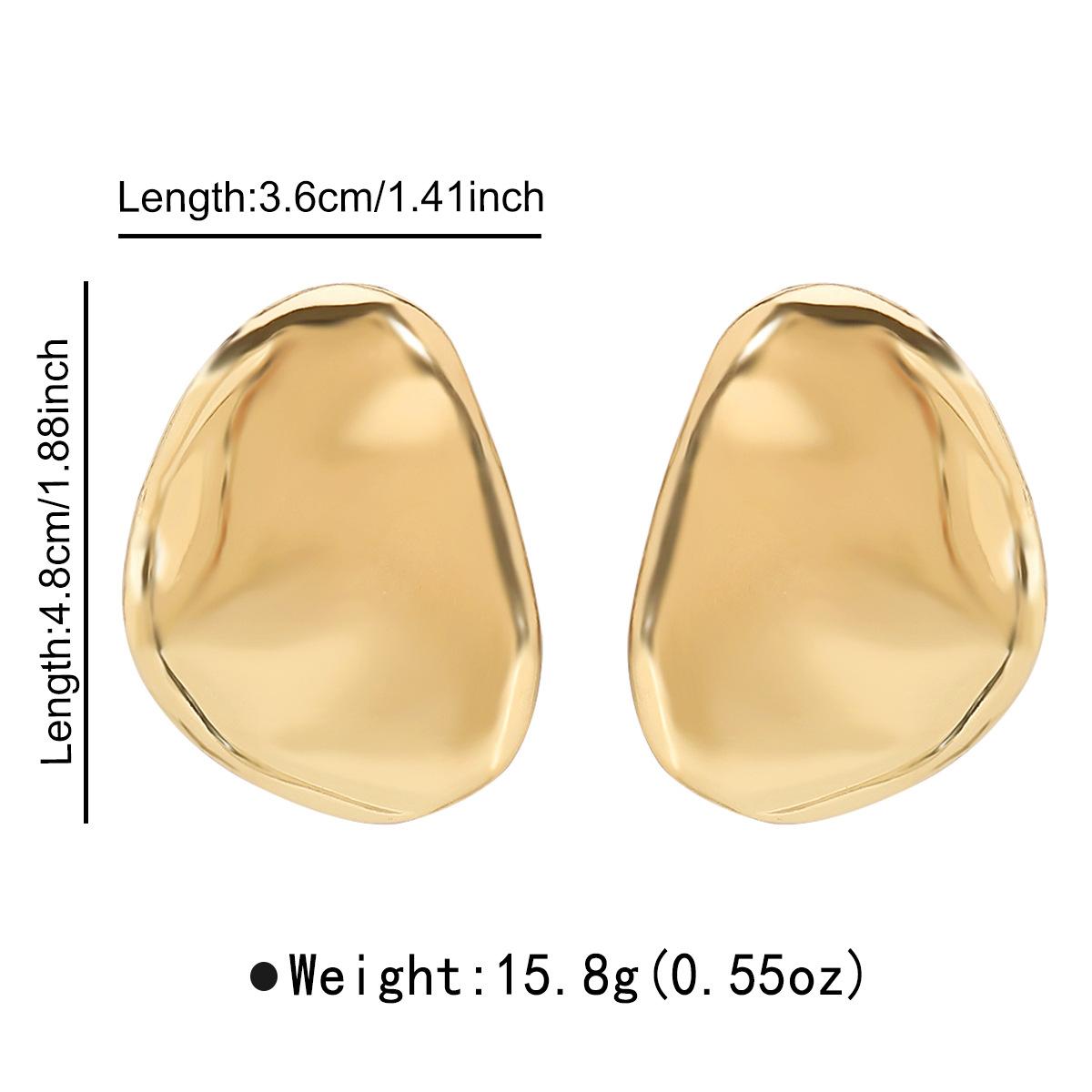 

Irregular Texture Geometric Oval Stud Earrings, Temperament Minimalist Niche Alloy Versatile Daily Earrings золотий