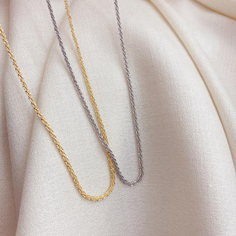 Korean Real Gold-Plated Versatile Clavicle Chain Necklace for Women