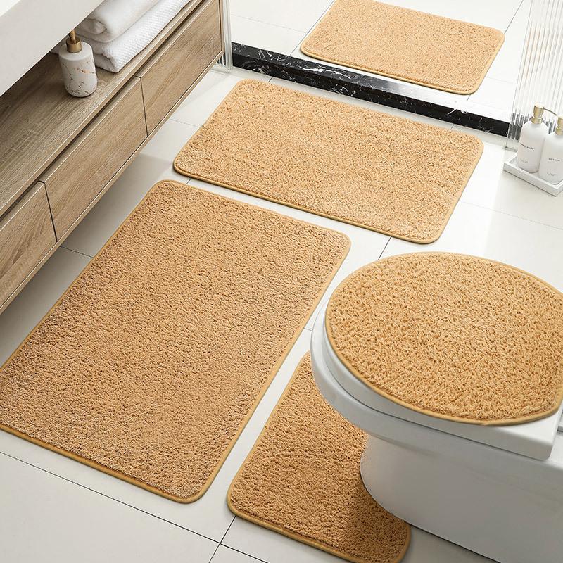 Hot-Selling Bathroom Luxury Set Floor Mat Imitation Cashmere Solid Color Toilet Seat Toilet Bathroom Absorbent Non-Slip Mat