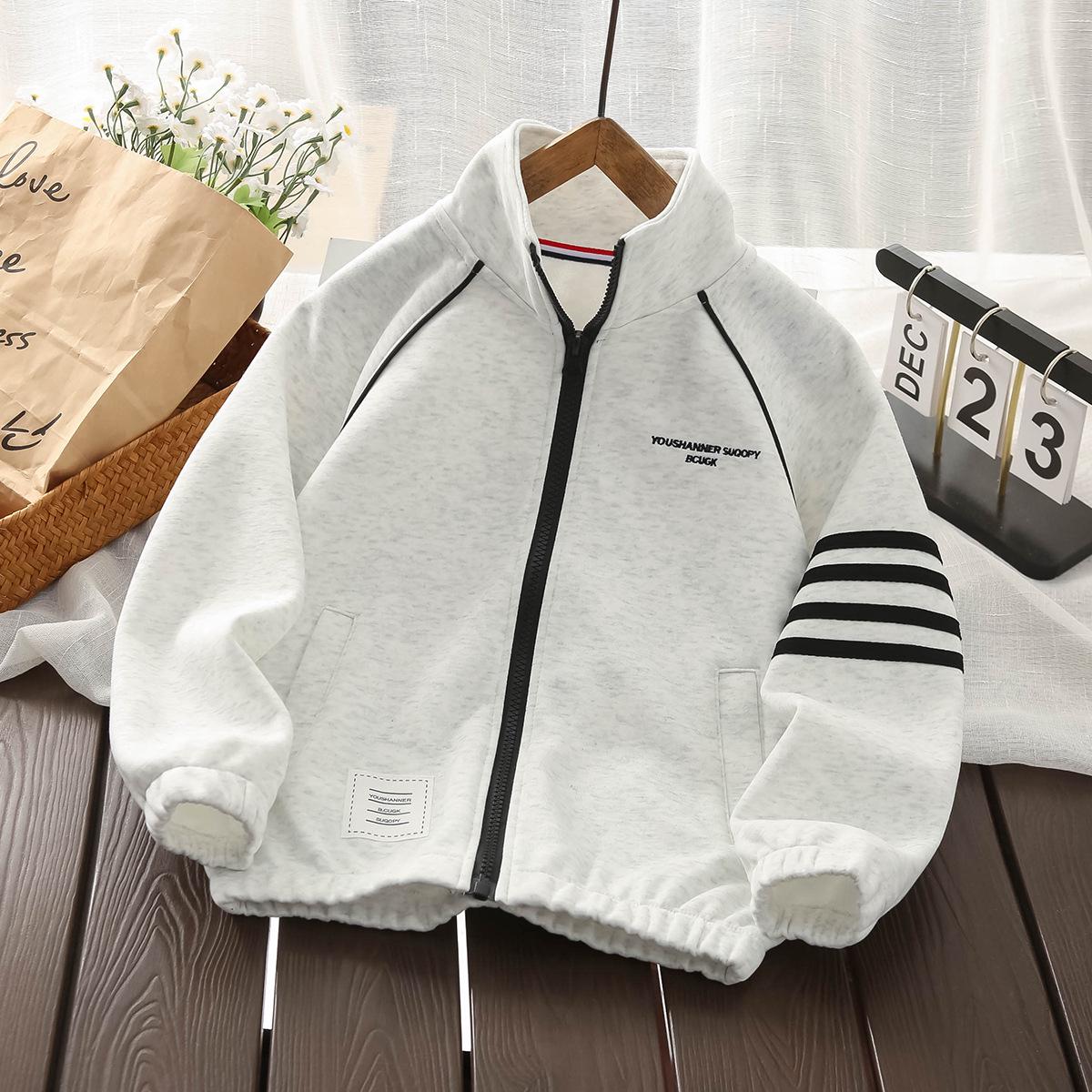 

Вязаный кардиган на молнии для мальчиков - Универсальная весенне-осенняя куртка для детей среднего и старшего возраста, повседневная спортивная одежда 120