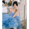 Temperament Tube Top Light Wedding Dress 2025 Question Wedding Dress Blue Birthday Party Indoor Clothing Color Dress