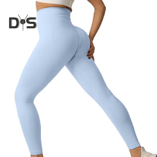 Women Yoga Pants High Waist Leggings Solid Color Compression Elastic Butt-lifted Seamless Flared Hem Tummy Control Gym Dance Studio Sports Trousers