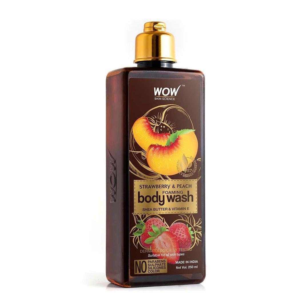 

Shower Gel with Strawberry and Peach (250 ml), Strawberry & Peach Foaming Body Wash, WOW Skin Science