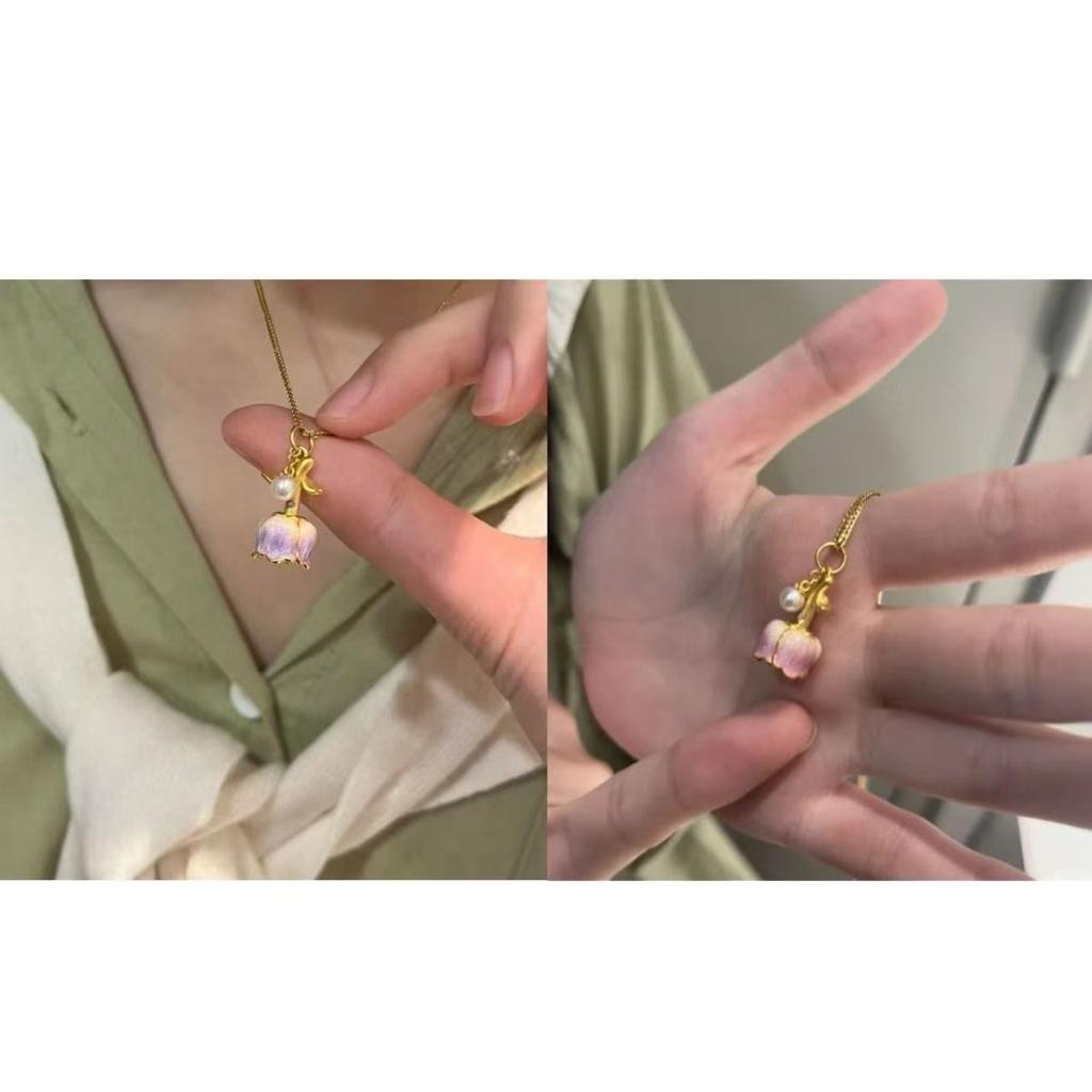 Cute light luxury purple rose neck chain temperament new niche design temperature change necklace for girlfriend collarbone chain
