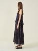 CAHIERS Striped Silk Tiered Frill Sleeveless Maxi Dress