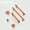 Dooroom Brass Furniture Handles Real Leather Nordic Simple Pulls Cupboard Wardrobe Dresser Shoe Box Drawer Wine Bar Cabinet Knob