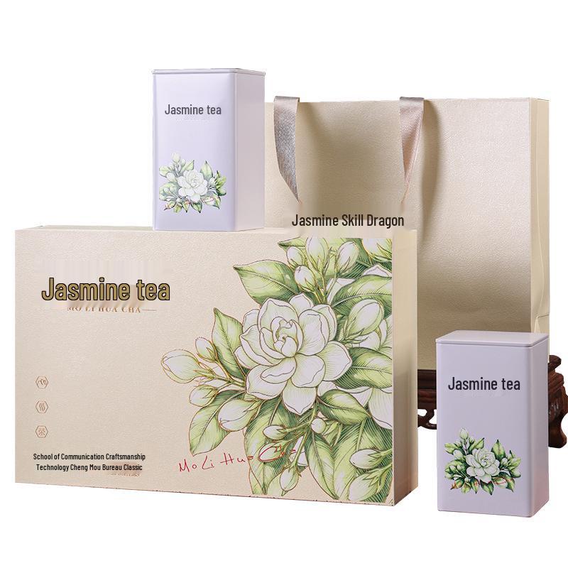 Premium Jasmine Green Tea Gift Box - Elegant Mid-Autumn Gift for Parents and Elders