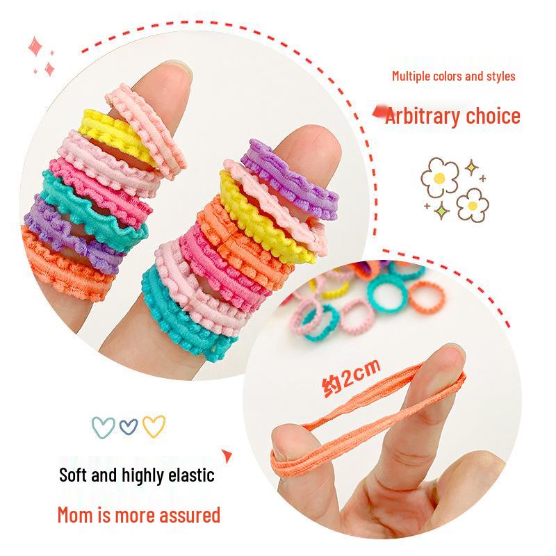 Colorful No-Damage Hair Bands for Kids, Little Girl Hair Ties & Rings, Disposable Elastic Circles