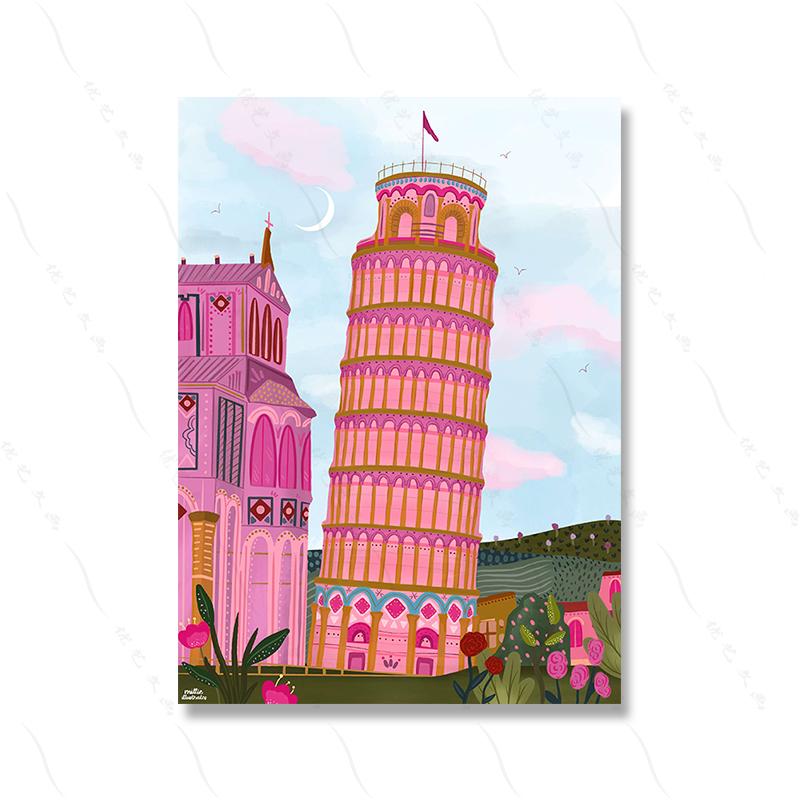 Rome Marrakech Landscape Poster Canvas Painting Prints Miami Beach Travel Posters Wall Art Pictures Home Decor For Living Room