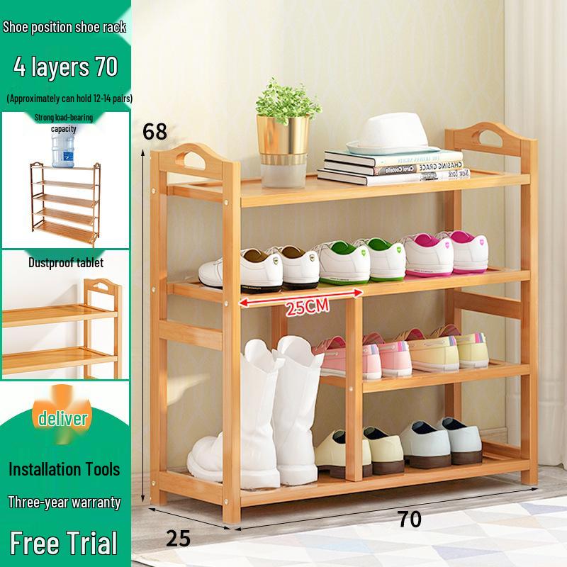Wall-Mounted Bamboo Shoe Rack: Space-Saving, Dustproof, Multi-Layer Storage for Entryway