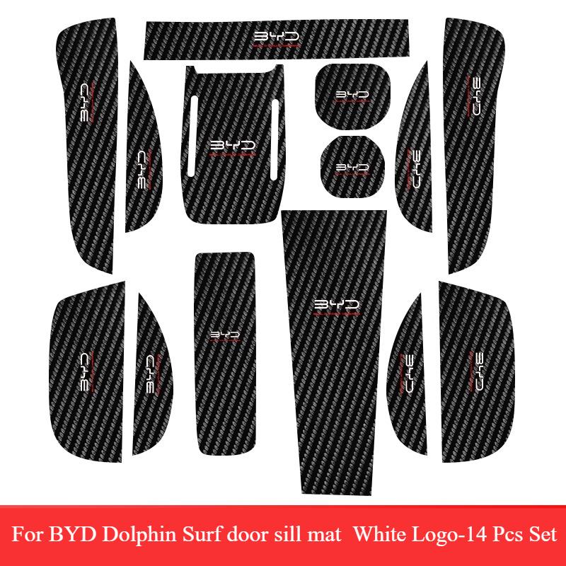 For BYD Dolphin Mini Surf Atto 1 Carbon Fiber Pattern Cup Door Slot Pad Anti-Slip Car Interior Mat njbwy33