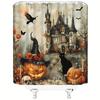 1/4Pcs Halloween Decoration Pumpkin Castle Pattern Shower Curtain Bathroom Decor Halloween Decoration Indoor Showr Curtain