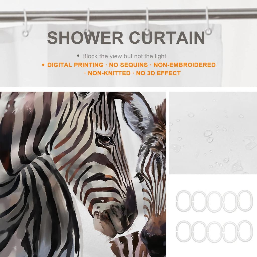 Zebra Sprchový závěs Divoká zvířata Matka a mládě zebra Zvířecí design Černobílé pruhy Koupelnová dekorace Voděodolná látka Safari